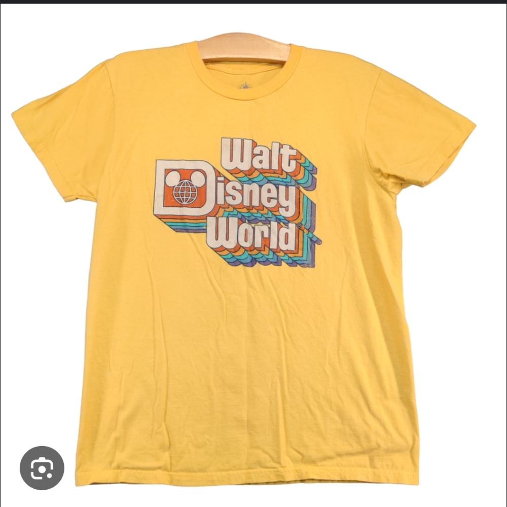 Walt Disney World T-Shirt Yellow Short Sleeve Crew Neck Retro | Large